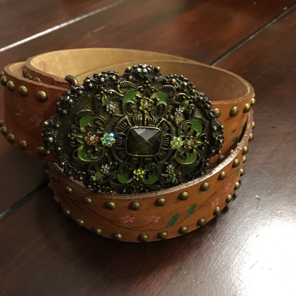 Streets Ahead Studded & painted Leather Belt